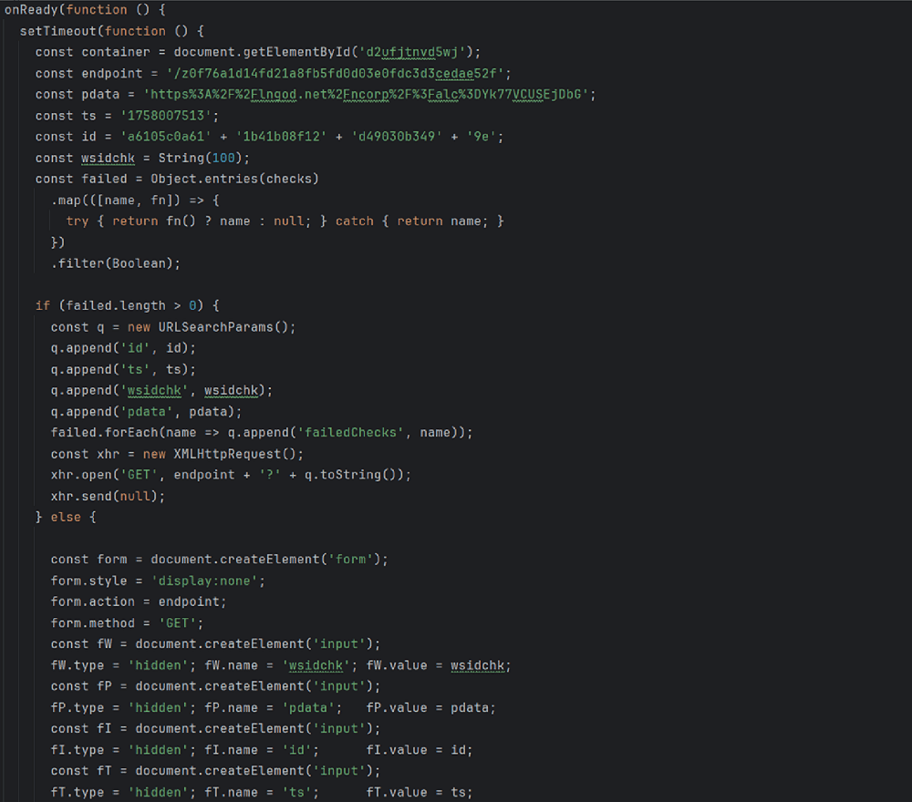 Фрагмент декодированного JavaScript-кода