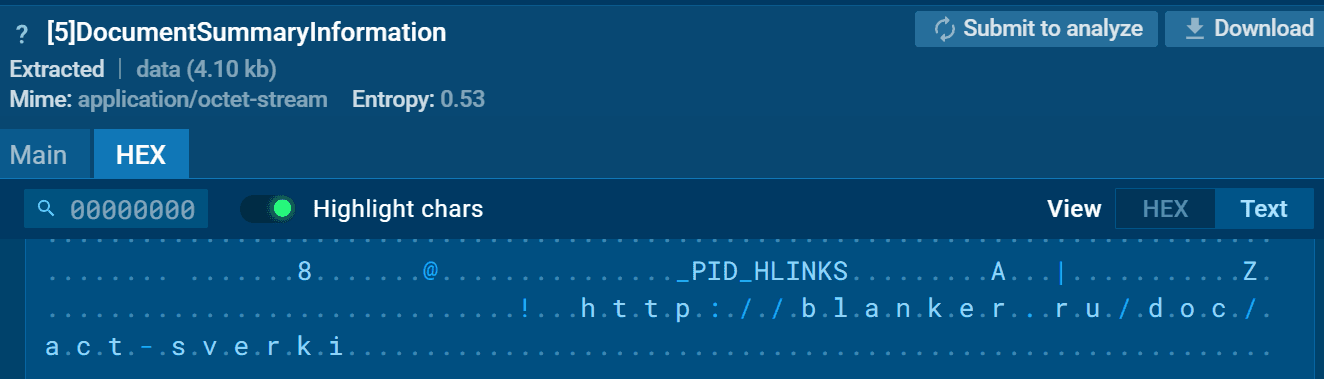 Рис. 40. Метаданные документа-приманки