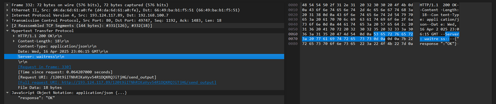 C2 server fingerprint
