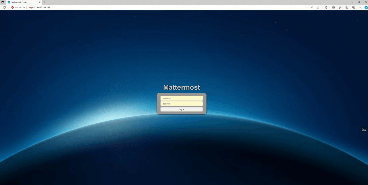 MeshCentral server web interface mimicking Mattermost