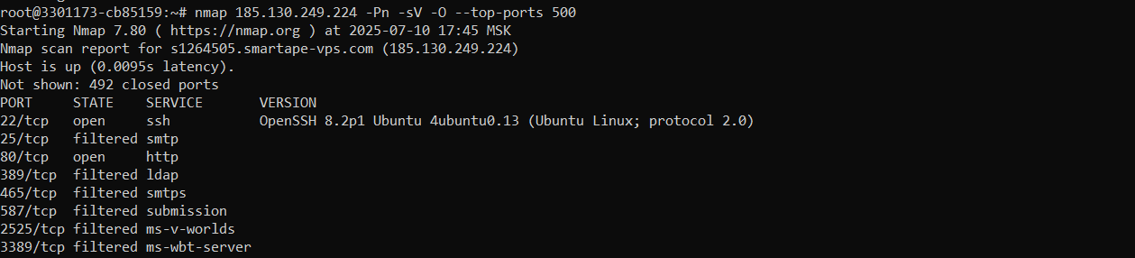 Network profile of the aggregator server