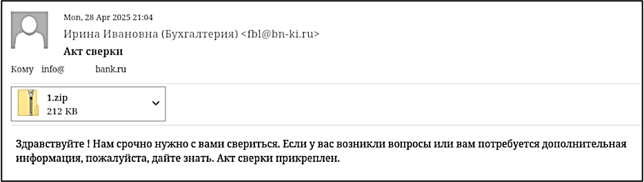 Рисунок 26. Фишинговое письмо