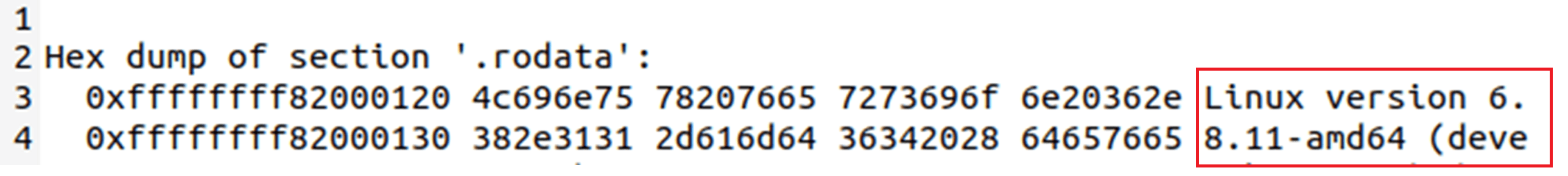 Рисунок 11. Запись о версии ядра в секции .rodata