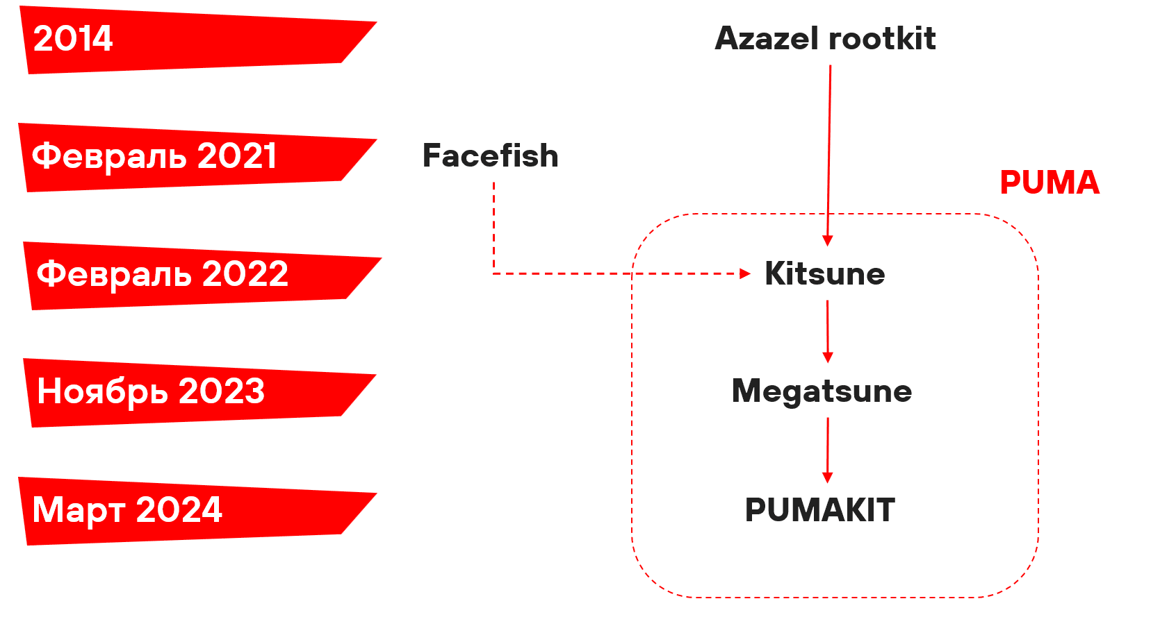 Рисунок 33. Эволюция семейства PUMA