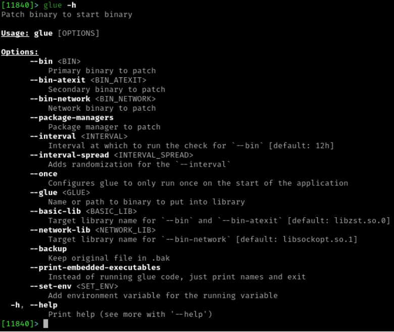 Рисунок 39. Параметры команды glue