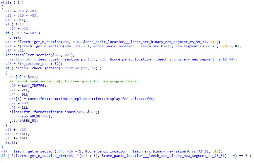 Рисунок 42. Сбор информации о бинарном файле