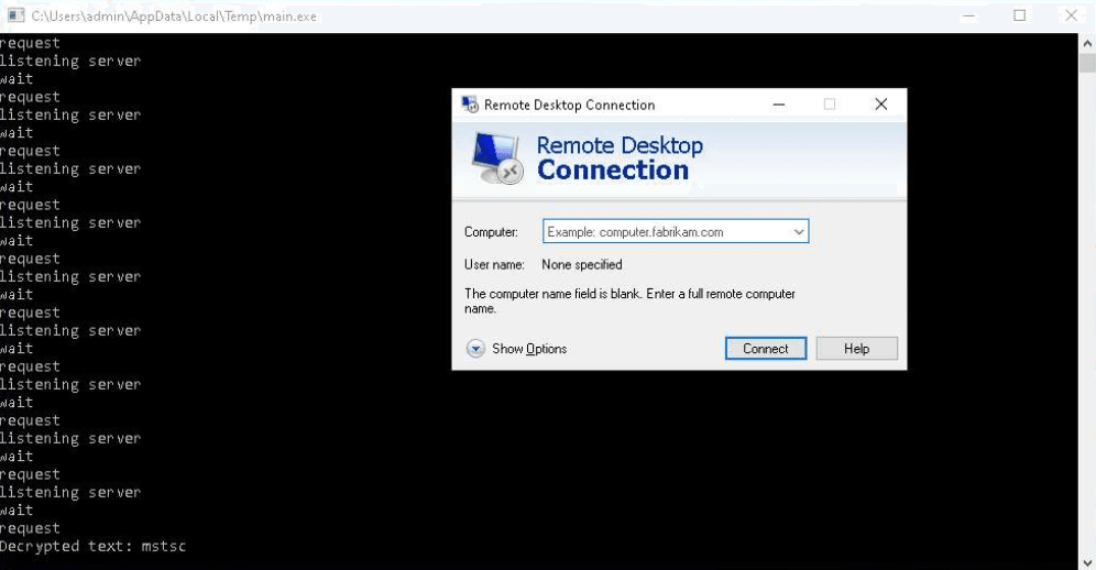 Starting RDP client