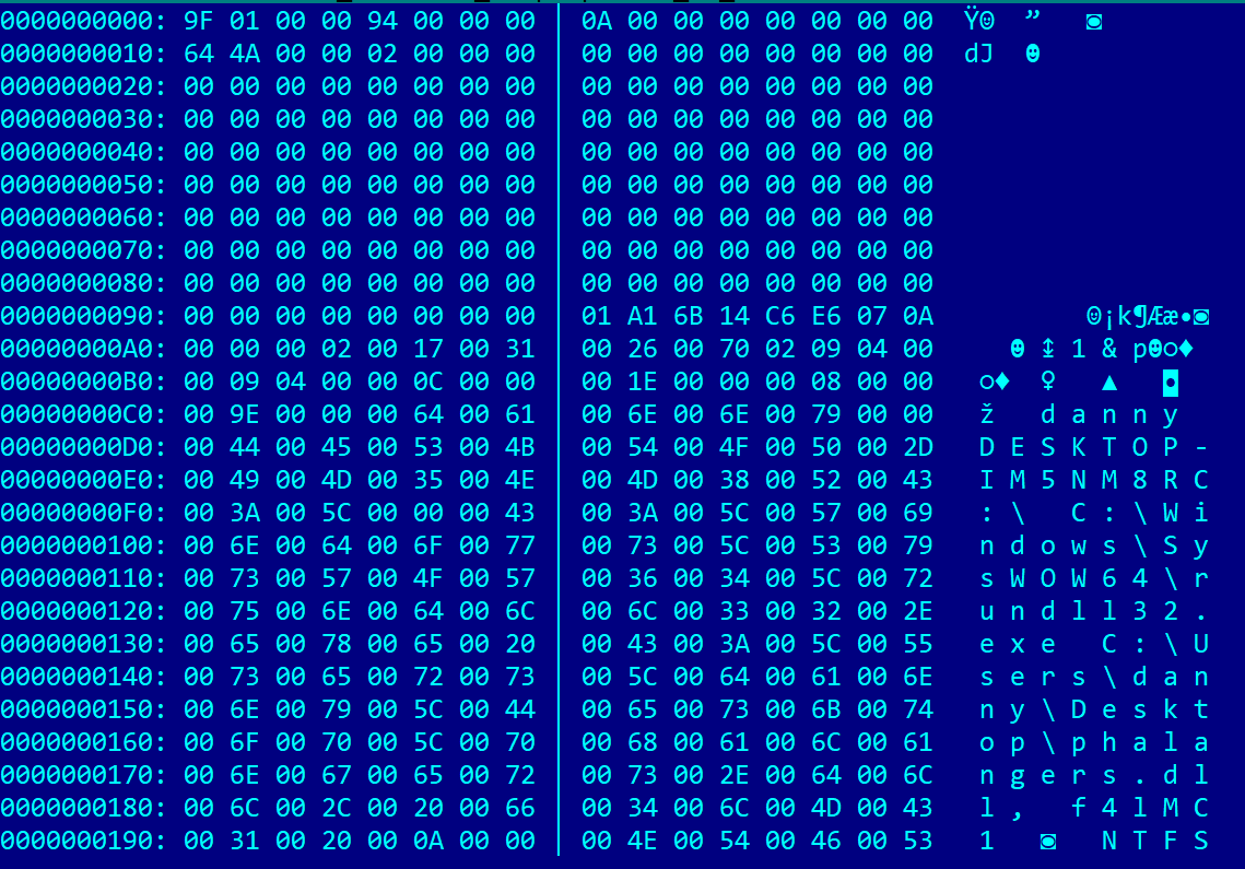 An example of a generated packet