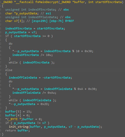 Decrypting data from a specific position within a binary file