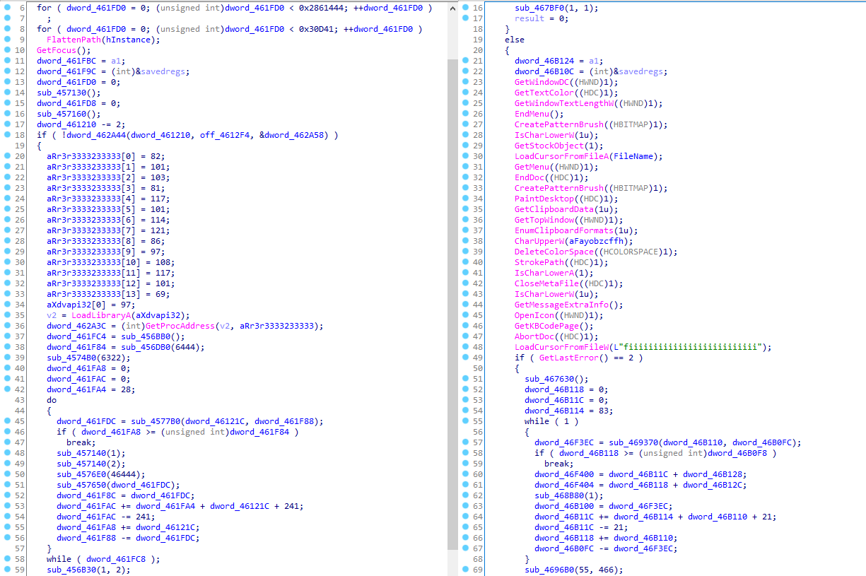 Comparison of code in two samples of different structure