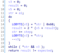 Figure 15. Hash function in auxiliary shellcodes