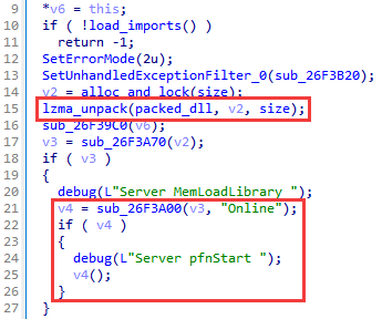Figure 35. Decompressing the DLL and starting the Online export