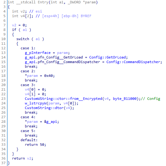 Figure 38. Entry point of the Config plugin