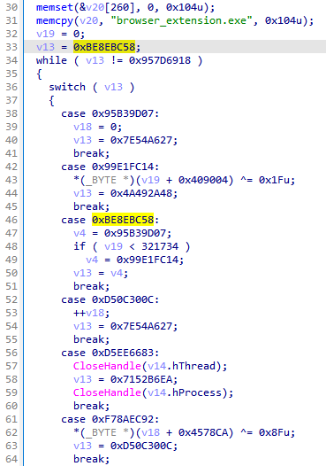 Figure 6. Obfuscated version of the dropper