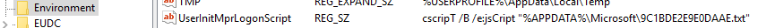 Figure 39. Example of persistence via UserInitMprLogonScript