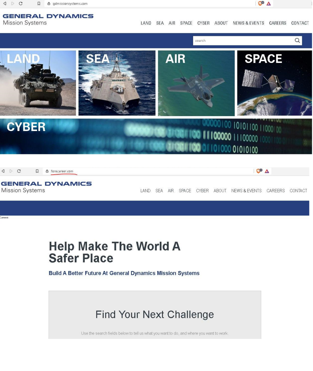 Original and fake version of the GDMS website