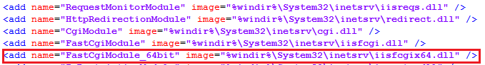 Configuration file applicationhost.config