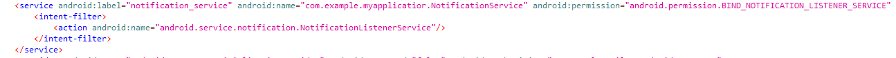 Declaration of NotificationService in the manifest